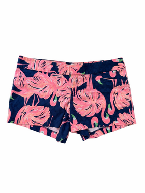 Lilly Pulitzer Ellie Gimme Some Leg Pink Flamingo Shorts Size 14 Navy Blue Pink